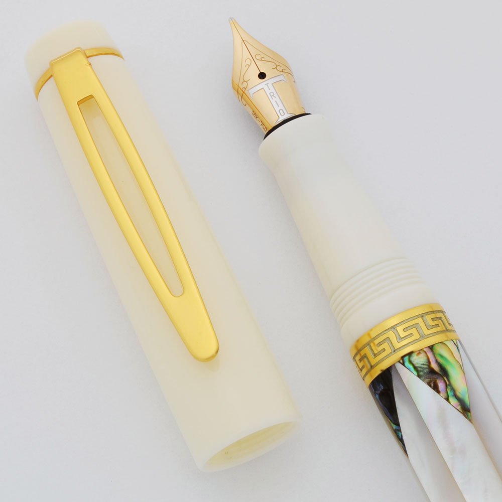 Danitrio Brillante Fountain Pen - White w Abalone Mother of Pearl